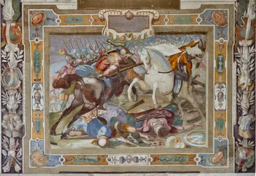 Scena di battaglia, dagli Atti di Goffredo di Buglione alla presa di Gerusalemme, 1589-94 circa (affresco)