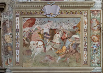 Scena di battaglia, dagli Atti di Goffredo di Buglione alla presa di Gerusalemme, 1589-94 circa (affresco)
