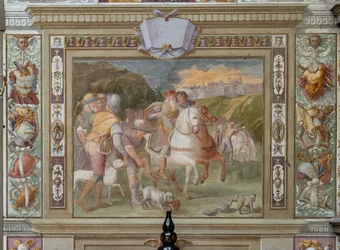 Scena di caccia, dagli Atti di Goffredo di Buglione, 1589-94 circa (affresco)