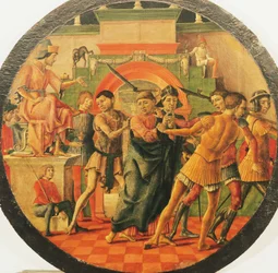 Pala di San Maurelio, scena: condanna di San Maurizio, ca. 1480, di Cosme