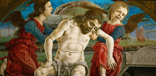 Il corpo di Cristo, circondato da angeli