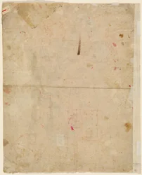 La testa di San Giorgio e piani architettonici (verso)