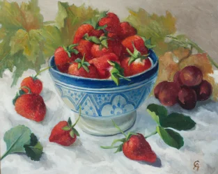 Fragole in una ciotola blu