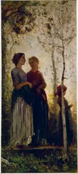 Tre contadini con alberi