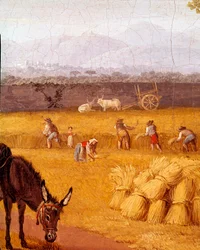 Raccolto presso Caserta, dettaglio. XVIII secolo. L