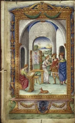 Penelope scrive, Telemaco e Laerte Illustrazione per Le Eroidi di Ovidio, 1485-1499
