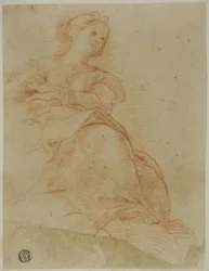 Donna seduta sulle nuvole