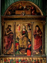 Trittico del matrimonio mistico di Santa Caterina, circondata dai Santi Giovanni Battista e Giovanni Evangelista