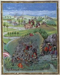 Influenza del Sole: Guerra. Miniatura realizzata da Cristoforo de Predis (v. 1440-v. 1486) - nel "De Sphaera" d