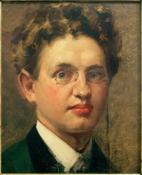 Autoritratto, di fronte, con pince-nez