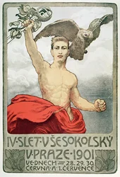 Poster pubblicitario per la 4ª Assemblea dei Sokols a Praga nel 1901