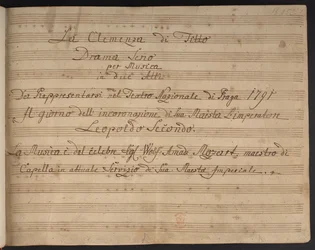 Pagina del titolo della partitura La Clemenza di Tito