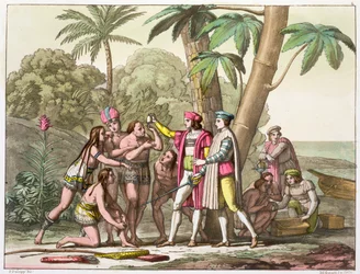 Cristoforo Colombo con i nativi americani