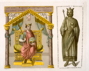 Carlo II (il Calvo) sul trono, da un manoscritto nella Biblioteca di Colberg, tavola 6 da 