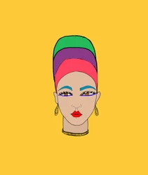 Ragazza con foulard (penna e Photoshop)