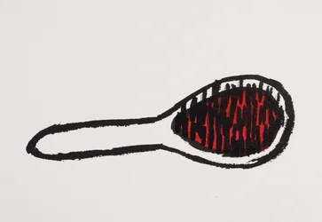 Spazzola per capelli, 2017 (inchiostro india nero e rosso su carta)
