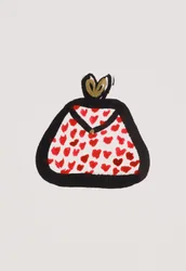 Red Spotty Purse, 2017 (inchiostro india rosso e nero con pennarello oro su carta)