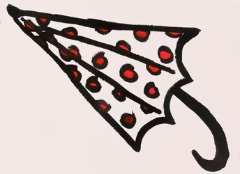 Red Spotty Umbrella, 2017 (inchiostro india rosso e nero su carta)