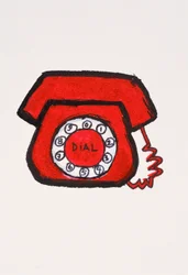 Telefono rosso, 2017 (inchiostro india rosso con pennarello su carta)