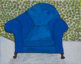 Poltrona blu e fiori