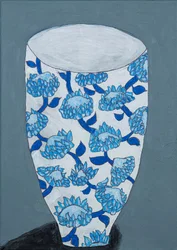 Vaso blu a motivi floreali