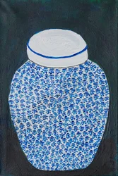 Vaso per lo zenzero blu e bianco