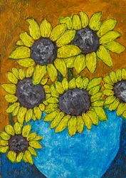 Girasoli in un vaso blu