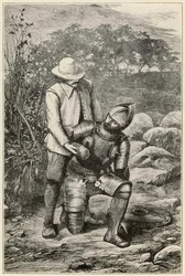 Christian e Faithful si uniscono da Il pellegrinaggio del cristiano da questo mondo a quello che verrà di John Bunyan (1628-1688) illustrazione di Thomas Dalziel (1823-1906)