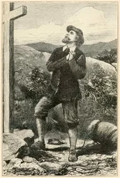 "Christian davanti alla croce" da "Il pellegrinaggio del cristiano da questo mondo a quello che verrà" di John Bunyan