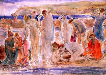 Bagnanti (acquerello e matita su tavola)