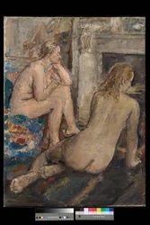Due modelle in riposo, es. 1939 (olio su tela)