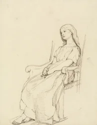 Studio di una giovane ragazza seduta