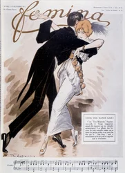 Coppia che balla il tango - illustrazione di Daniel De Losques - in “Femina” del 15/10/1913