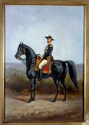 Ritratto equestre del generale Georges Boulanger (1837-1891), politico. Dipinto di Daniel Alexander Williamson (1822-1903) XIX secolo. Parigi, Museo Carnavalet