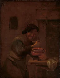 Uomo che Mangia da una Pentola di Terracotta