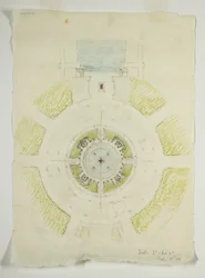 Potomac Round Point, Washington D.C., schizzo del piano della piscina circolare, 1909