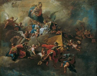 Maria con il bambino e santi, seduta sulle nuvole