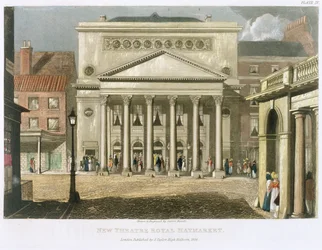 Nuovo Teatro Reale, Haymarket, a Londra, progettato da John Nash nel 1821, 1826