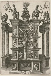 Il Cristo crocifisso in una nicchia decorata