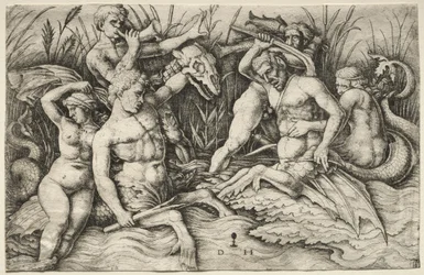 Due Tritoni che combattono - Battaglia degli Dei del Mare (parte destra)