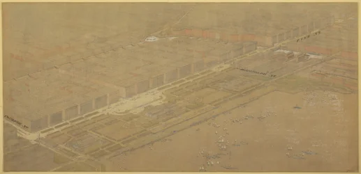 Piastra 114 da La pianta di Chicago, 1909: Chicago. Boulevard e Parkway proposti su Michigan Avenue e Pine Street