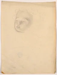 Disegno, bambino che dorme, 1840-45