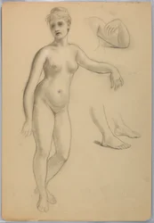 Disegno, Nudo femminile in piedi, settembre, 1860-70
