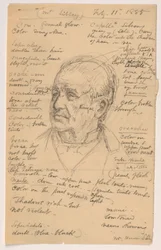 Disegno, Testa di Hiram Sibley, molte note, 1885