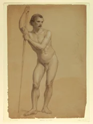 Disegno, Nudo maschile in piedi, due S, 1866