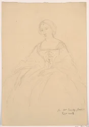 Disegno, Mrs. Sheppard Gandy seduta; verso: schizzo al tratto, 1859