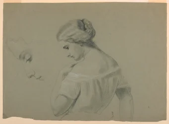 Disegno, profilo di testa di donna a, 1840-70