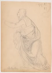 Disegno, Donna vestita che tende la mano, da Mariotto Albetinelli, 1844