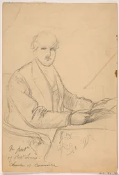 Disegno, Robert Lenox seduto alla scrivania per il ritratto della Camera di Commercio, 1865