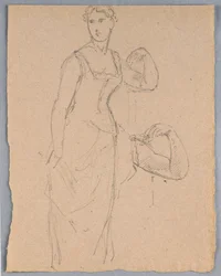 Disegno, schizzo per un ritratto di Bella Worsham, 1878